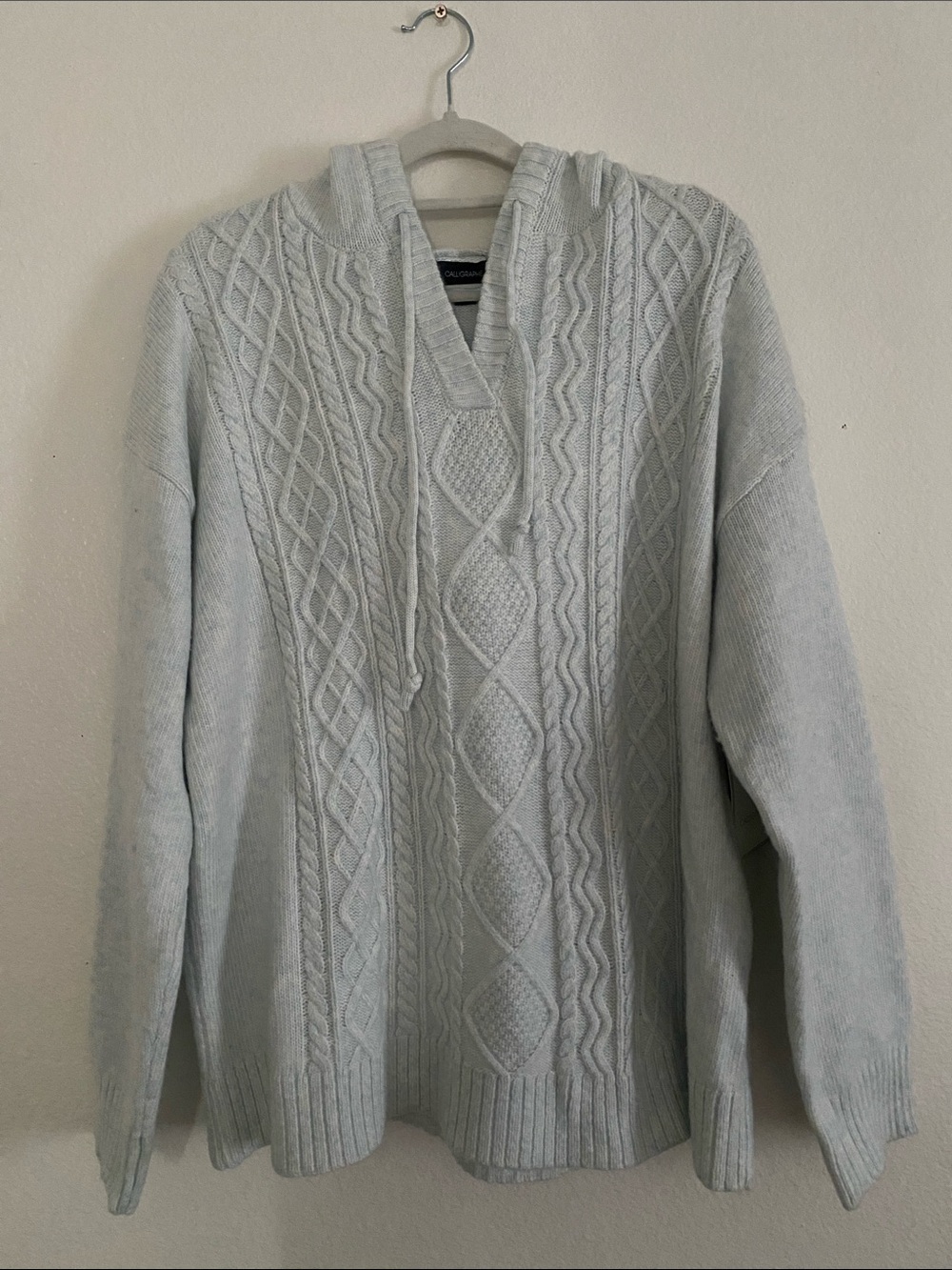 CALLIGRAPHE Cozy Cable Knit Hoodie Sweater. Size XL - Picture 2 of 13